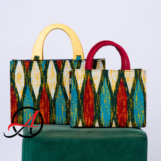 Kente Blush Dark Green Handbag