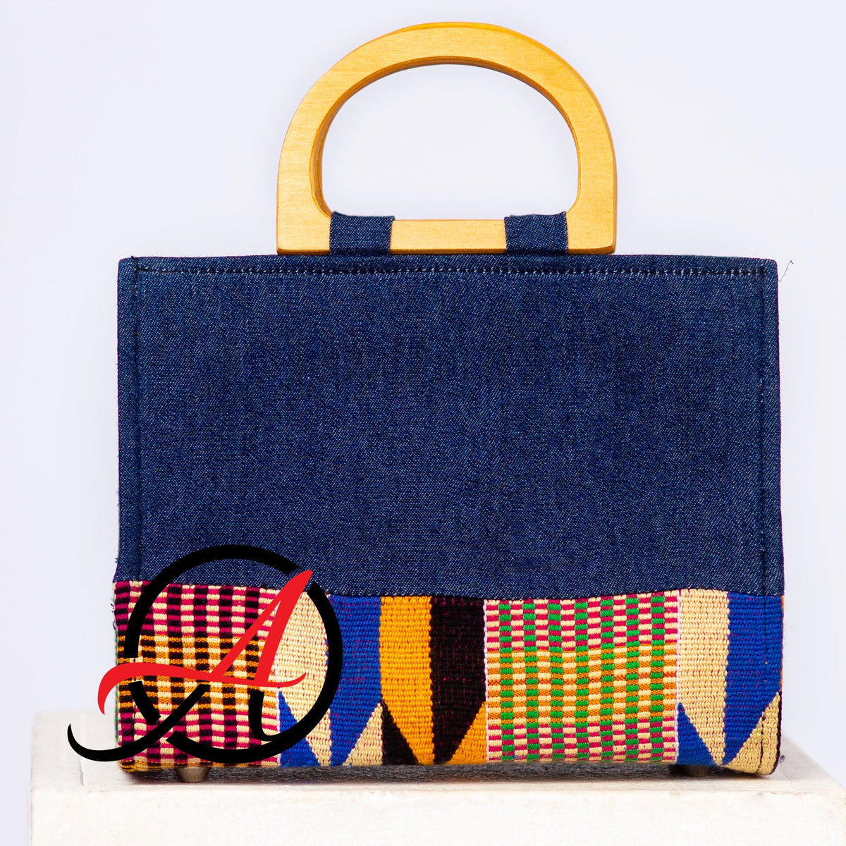 Denim Delight Handbag - Original Kente and Denim