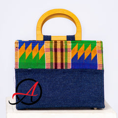 Denim Delight Handbag - Original Kente and Denim
