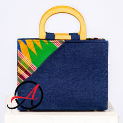 Denim Delight Handbag - Original Kente and Denim