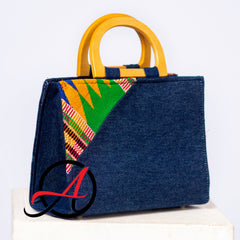 Denim Delight Handbag - Original Kente and Denim