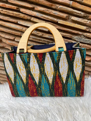 Kente Blush Dark Green Handbag